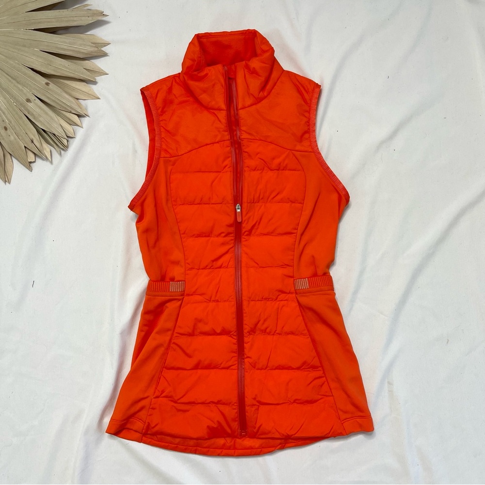 Lululemon Athletica Down For It All Atomic Orange Goose Down Puffer Vest Size 0
